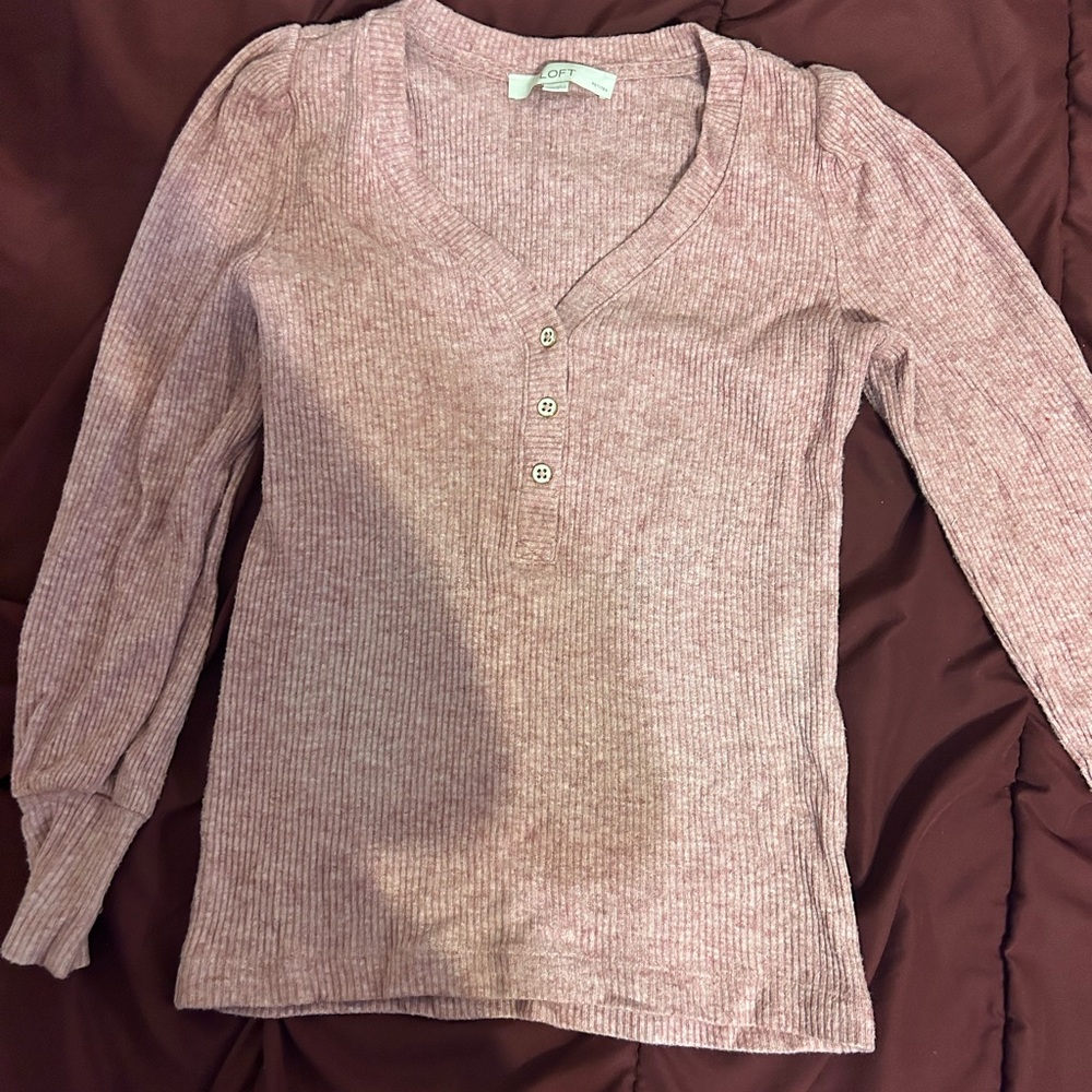 LOFT Size XSP Burgundy Knit Sweater